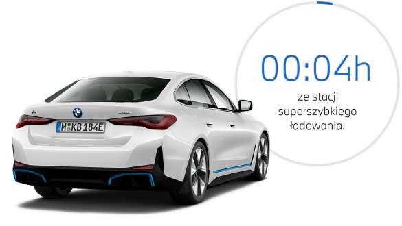 BMW i4 eDrive40 G26 2021 tylny półprofil z grafiką dot. czasu ładowania BMW i4 eDrive40 G26 2021 tylny półprofil z grafiką dot. czasu ładowania