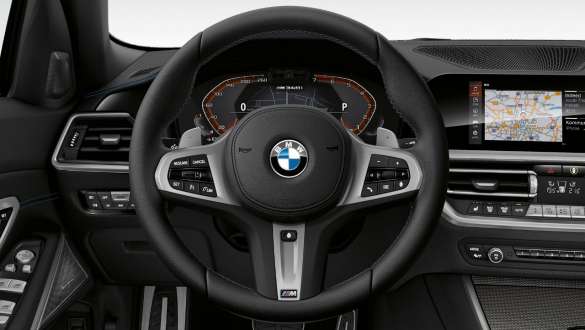 Kierownica skórzana M, BMW M340i xDrive Limuzyna G20 2020 BMW M340i xDrive Limuzyna G20 2020, kierownica skórzana M, deska rozdzielcza, wnętrze