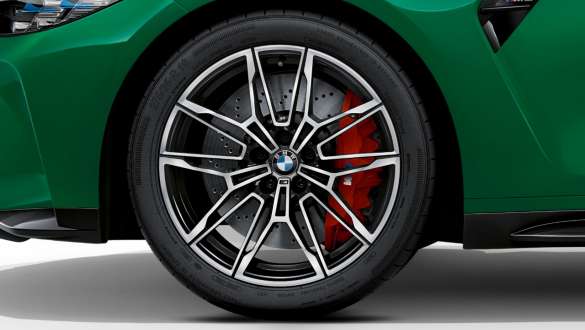 19-/20-calowe kute obręcze kół M 825 M Bicolor czarne, BMW M3 Limuzyna G80 2020 BMW M3 Limuzyna G80 2020, 19-/20-calowe kute obręcze kół M 825 M, czarne Bicolor, zbliżenie koła