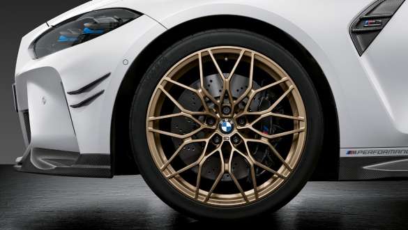 20-/21-calowe kute obręcze kół M Performance 1000 mroźny złoty brąz, BMW M3 Limuzyna G80 2020 BMW M3 Limuzyna G80 2020, BMW M3 20-/21-calowe kute obręcze kół M Performance 1000 M, mroźny złoty brąz, zbliżenie
