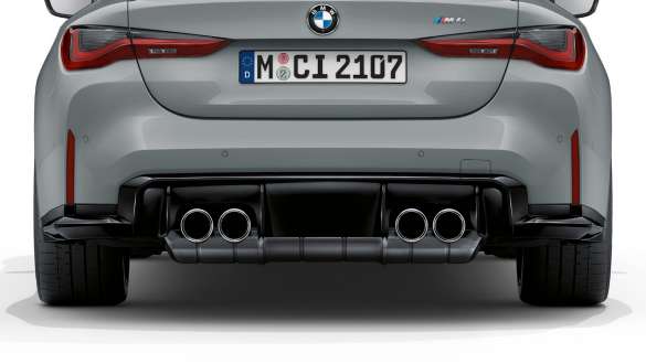Chromowane końcówki rur wydechowych, BMW M4 Coupé G82 2020 BMW M4 Coupé G82 2020, chromowane końcówki rur wydechowych, zbliżenie