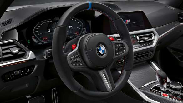 Kierownica M Performance Pro, BMW M4 Coupé G82 2020 BMW M4 G82 2020, kierownica M Performance Pro, zbliżenie wnętrza