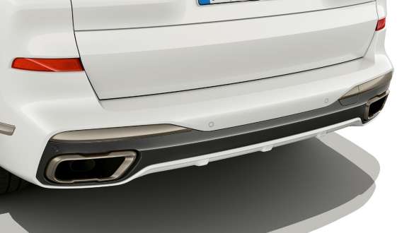 BMW X7 M z końcówkami rur wydechowych M G07 2019 BMW X7 M z końcówkami rur wydechowych M G07 2019 zbliżenie końcówki