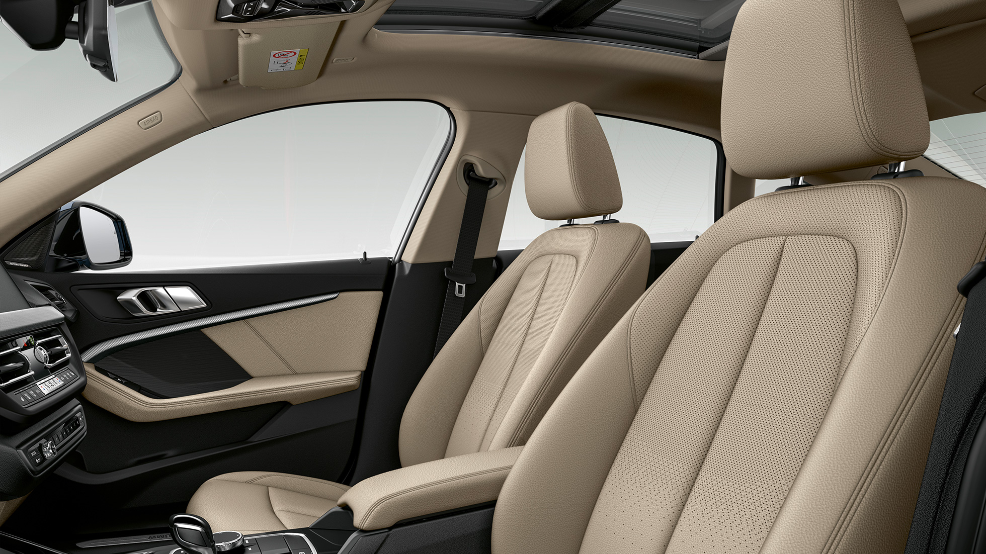 Fotele skórzane perforowane w kolorze czarnym w BMW serii 2 Gran Coupé, model Luxury Line Fotele skórzane perforowane w kolorze czarnym w BMW serii 2 Gran Coupé, model Luxury Line F44 wnętrze