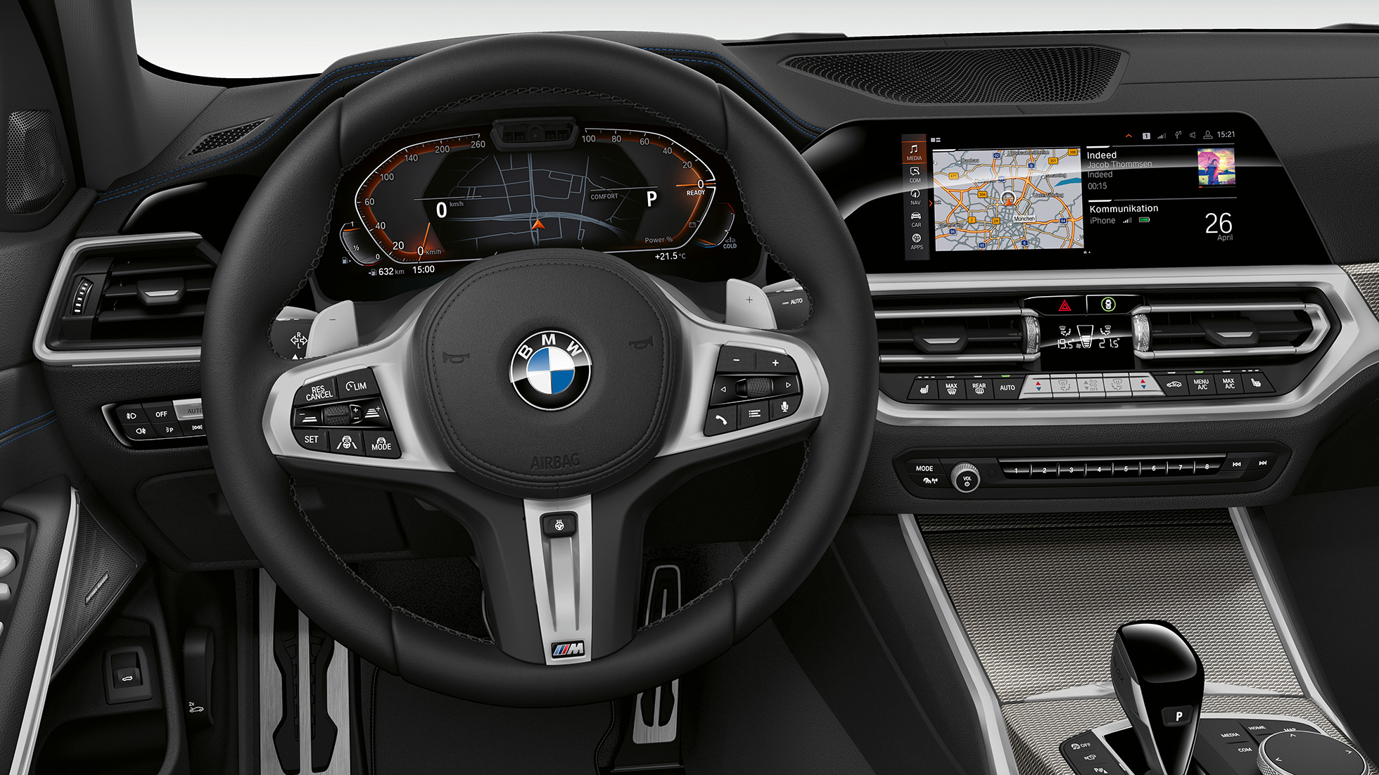 BMW serii 3 Limuzyna, Model Sport Line deska rozdzielcza. Zbliżenie przednie na deskę rozdzielczą kierowcy BMW serii 3 Limuzyny w wyposażeniu Model Sport Line