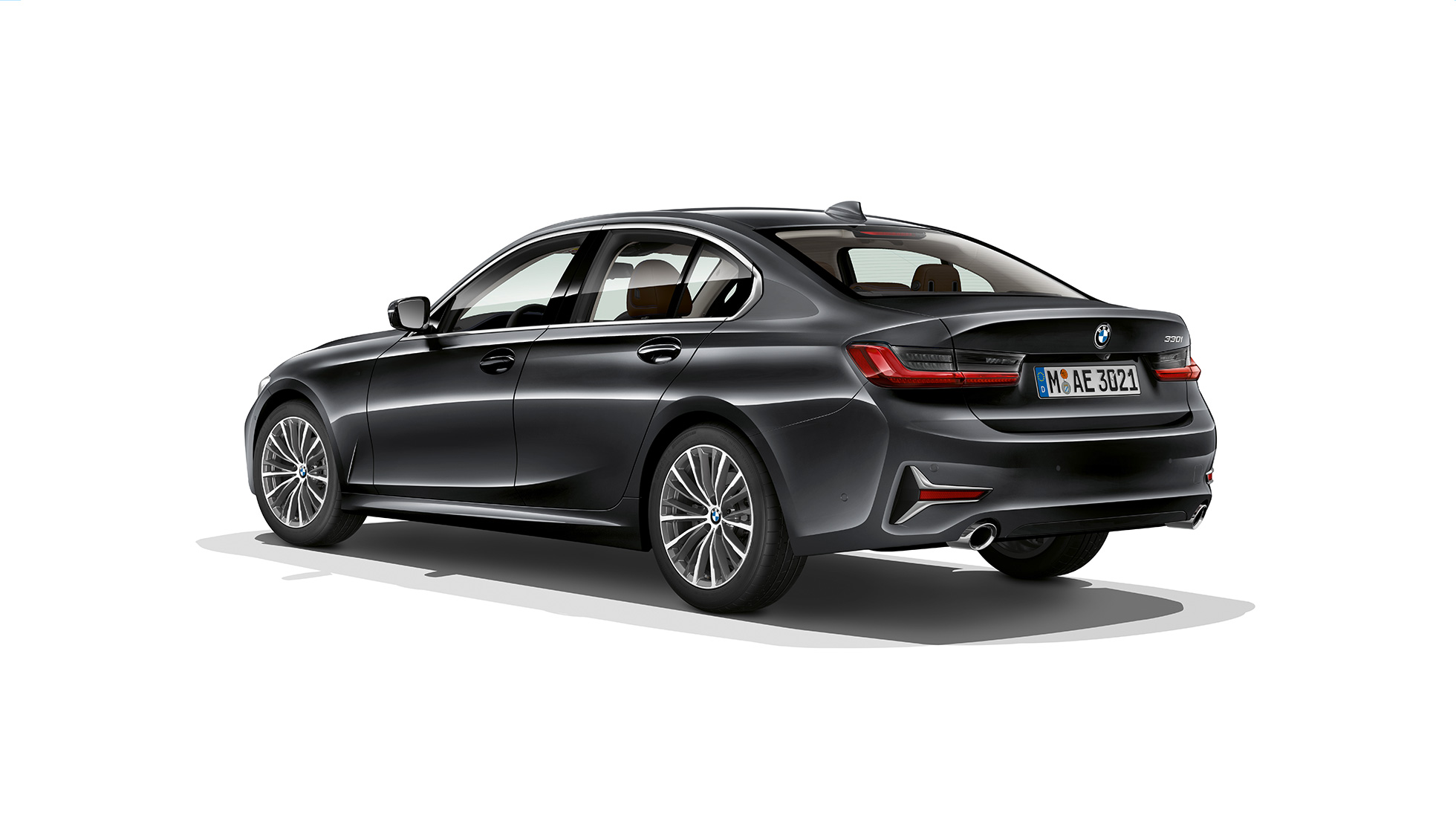 BMW serii 3 Limuzyna Model Luxury Line tył. Ujęcie trzy-czwarte tył BMW serii 3 Limuzyna w wyposażeniu Model Luxury Line