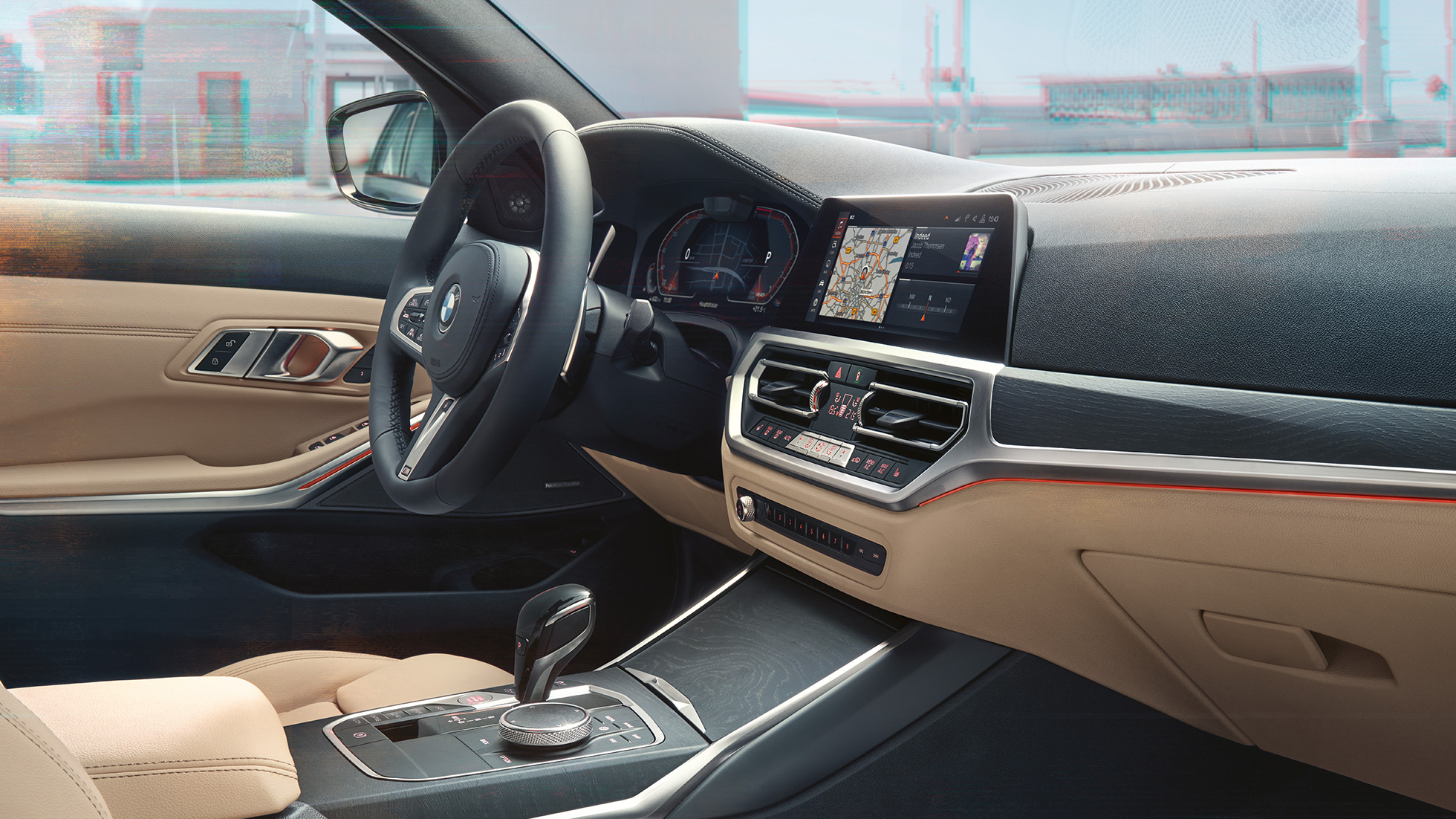 BMW serii 3 Touring, ujęcie kokpitu BMW serii 3 Touring, ujęcie kokpitu od strony pasażera z przodu