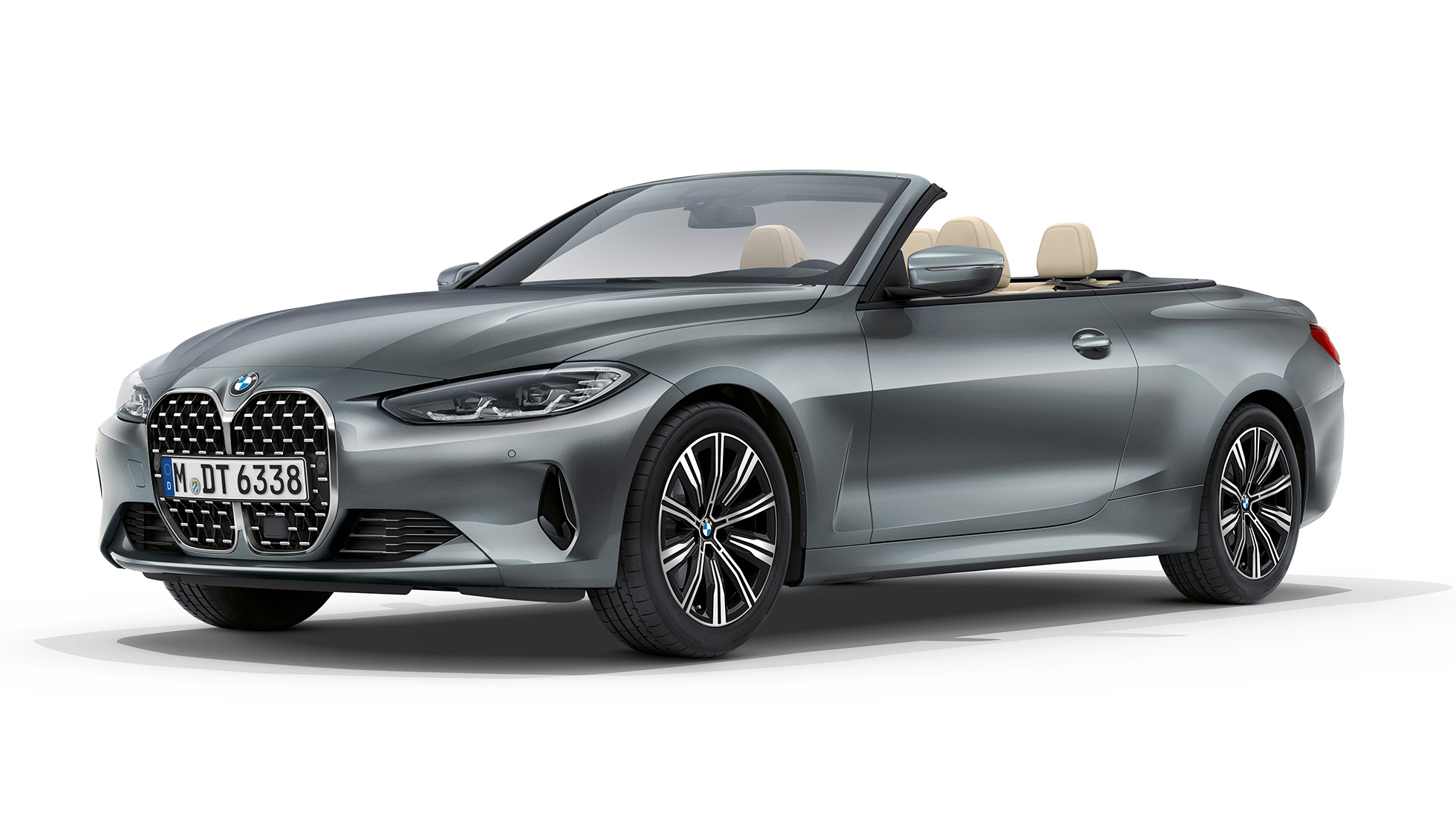 BMW serii 4 Cabrio G23 2020 wyposażenie standardowe, bazalt metalizowany, przedni półprofil BMW serii 4 Cabrio G23 2020 wyposażenie standardowe, bazalt metalizowany, tylny półprofil
