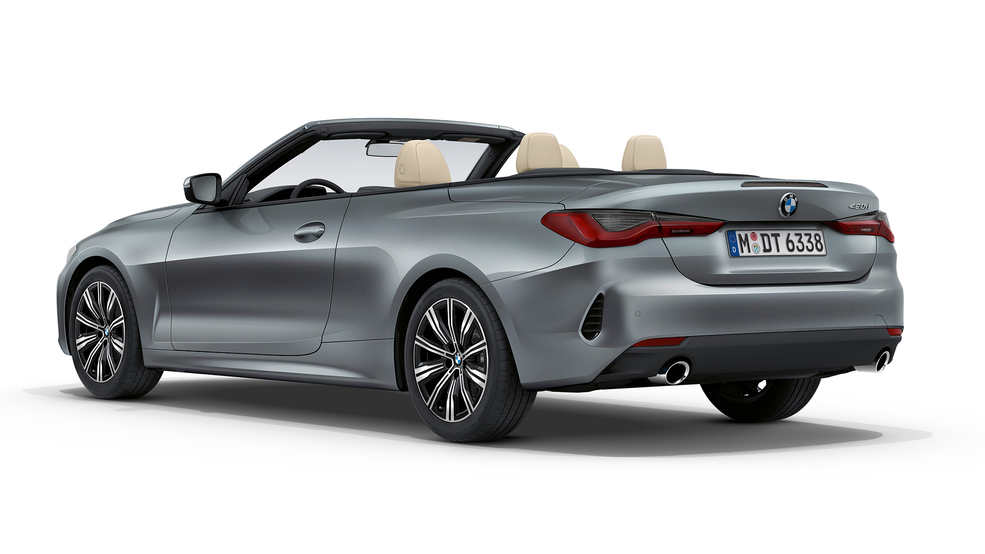 Tył BMW serii 4 Cabrio wyposażenie standardowe G23 2020 BMW serii 4 Cabrio G23 2020 wyposażenie standardowe, bazalt metalizowany, tylny półprofil