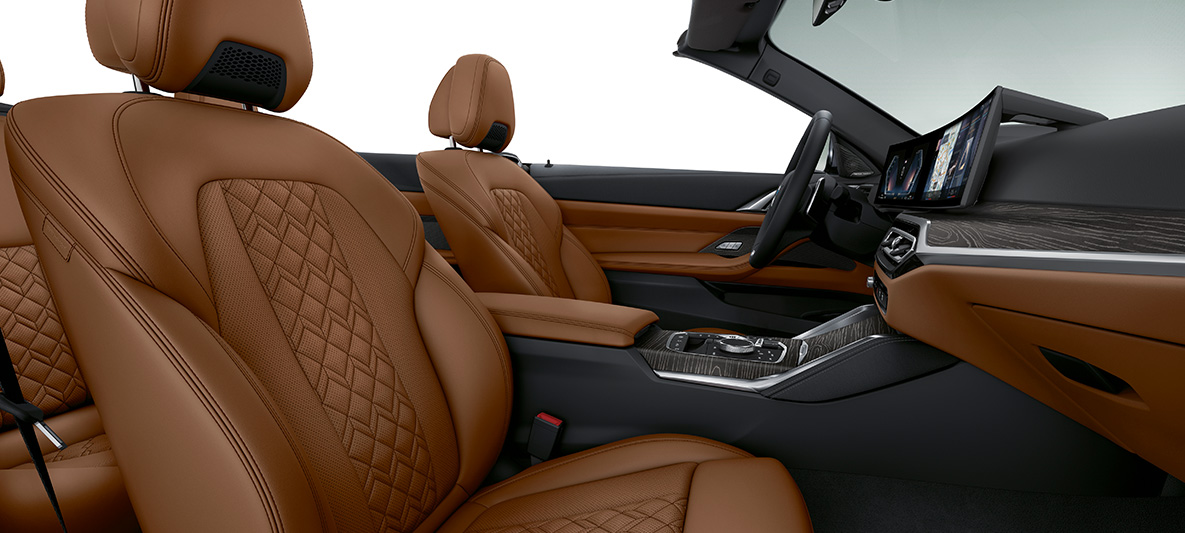 Pełna tapicerka BMW Individual ze skóry Merino, truflowa, BMW serii 4 Cabrio Individual 2020 G23, wnętrze BMW Individual pełna tapicerka BMW Individual ze skóry Merino truflowa BMW serii 4 Cabrio Individual G23 2020 wnętrze, deska rozdzielcza