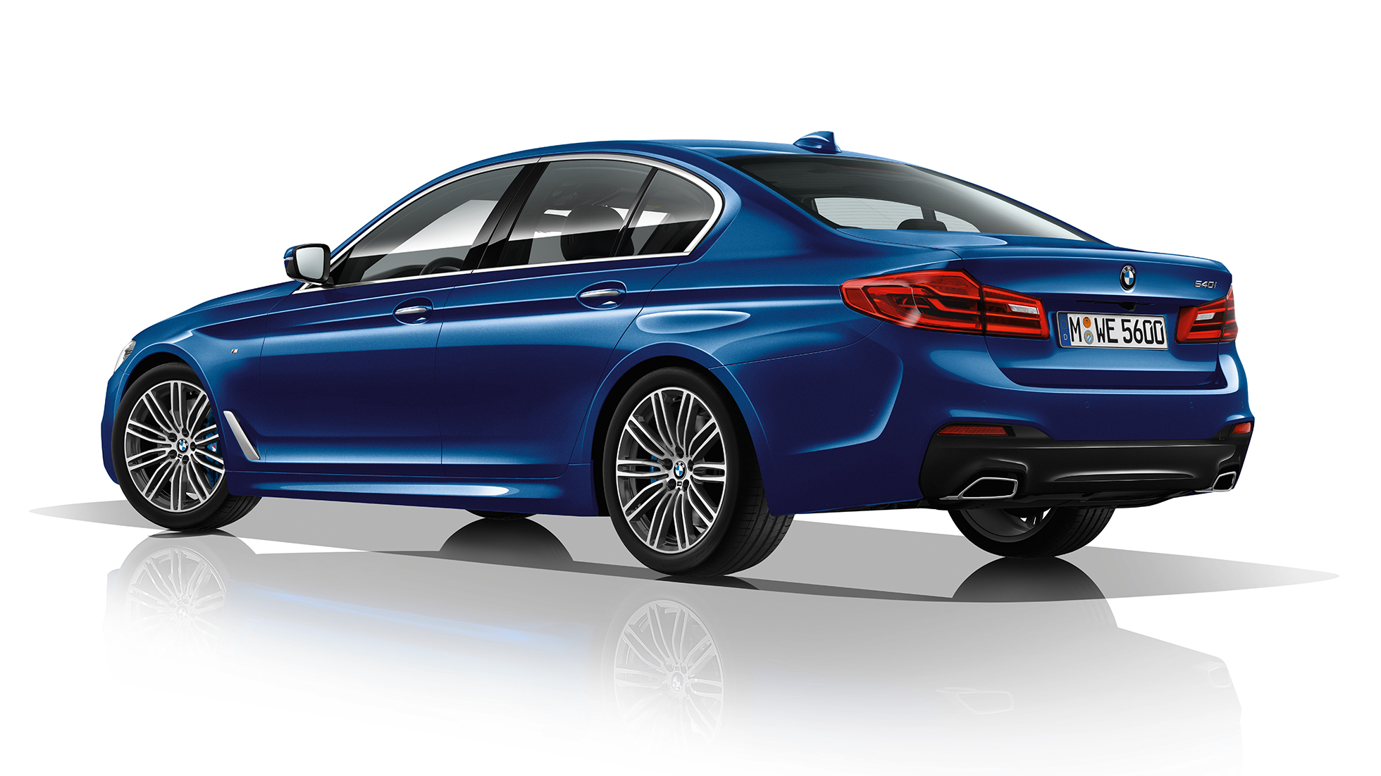 Pakiet sportowy M, tylny półprofil, BMW serii 5 Limuzyna, 540i Limuzyna Pakiet sportowy M, BMW serii 5 Limuzyna, 540i Limuzyna G30, niebieski śródziemnomorski metalizowany, tylny półprofil