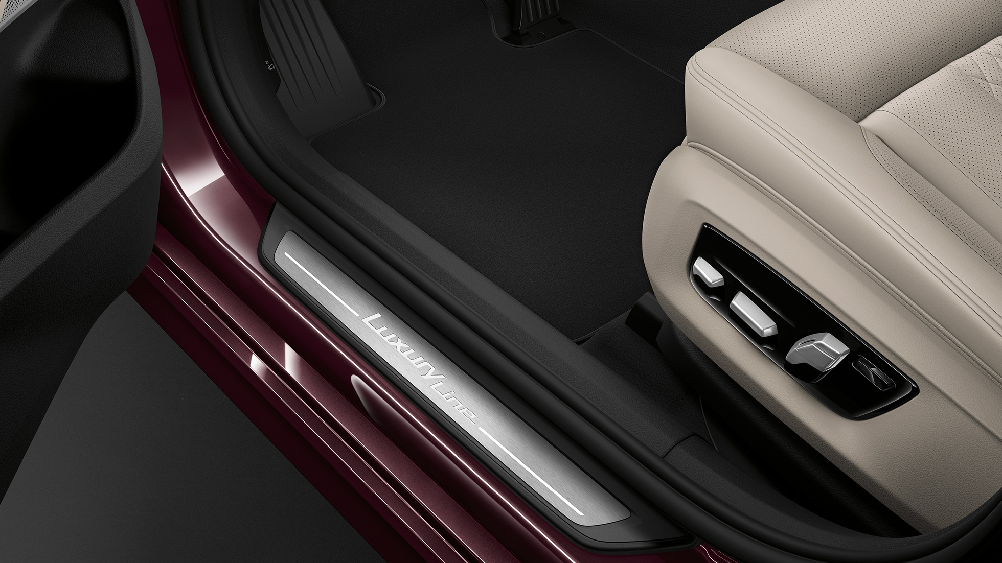 BMW serii 6 Gran Turismo G32 Luxury Line, tył, listwa progowa BMW serii 6 Gran Turismo G32 2017 Luxury Line, królewski burgund, listwa progowa