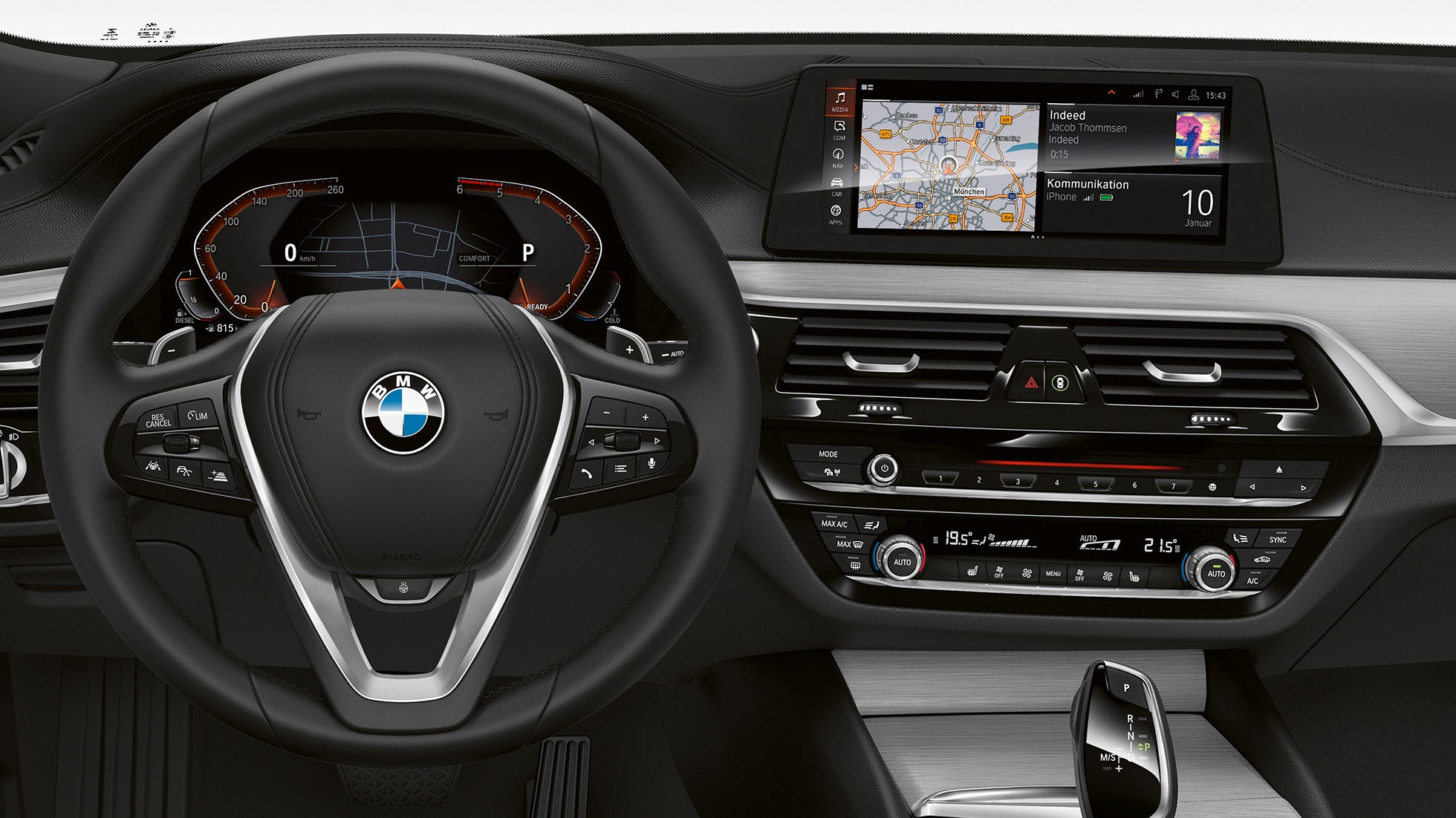BMW serii 6 Gran Turismo G32 Sport Line, kokpit Czarne błyszczące listwy ozdobne w BMW serii 6 Gran Turismo G32 2017 Sport Line, kokpit