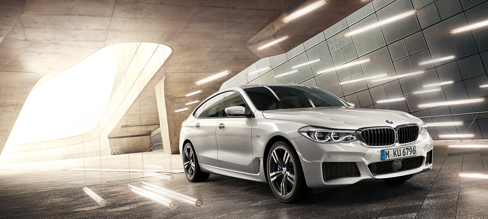 BMW serii 6 Gran Turismo G32, przedni półprofil BMW serii 6 Gran Turismo G32 2017, biel mineralna, metalizowany, przedni półprofil