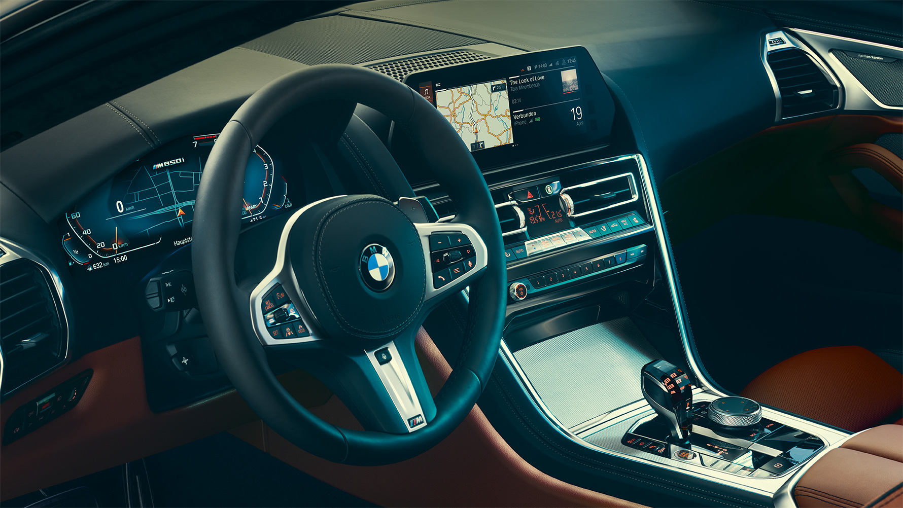 BMW serii 8 Coupé, kokpit Zbliżenie kokpitu BMW serii 8 Coupé.
