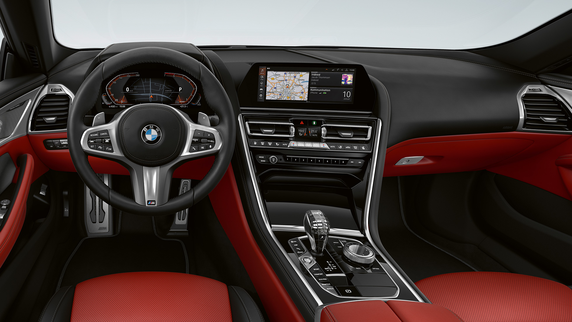 Kokpit w pakiecie sportowym M BMW serii 8 Gran Coupé, kokpit w pakiecie sportowym M