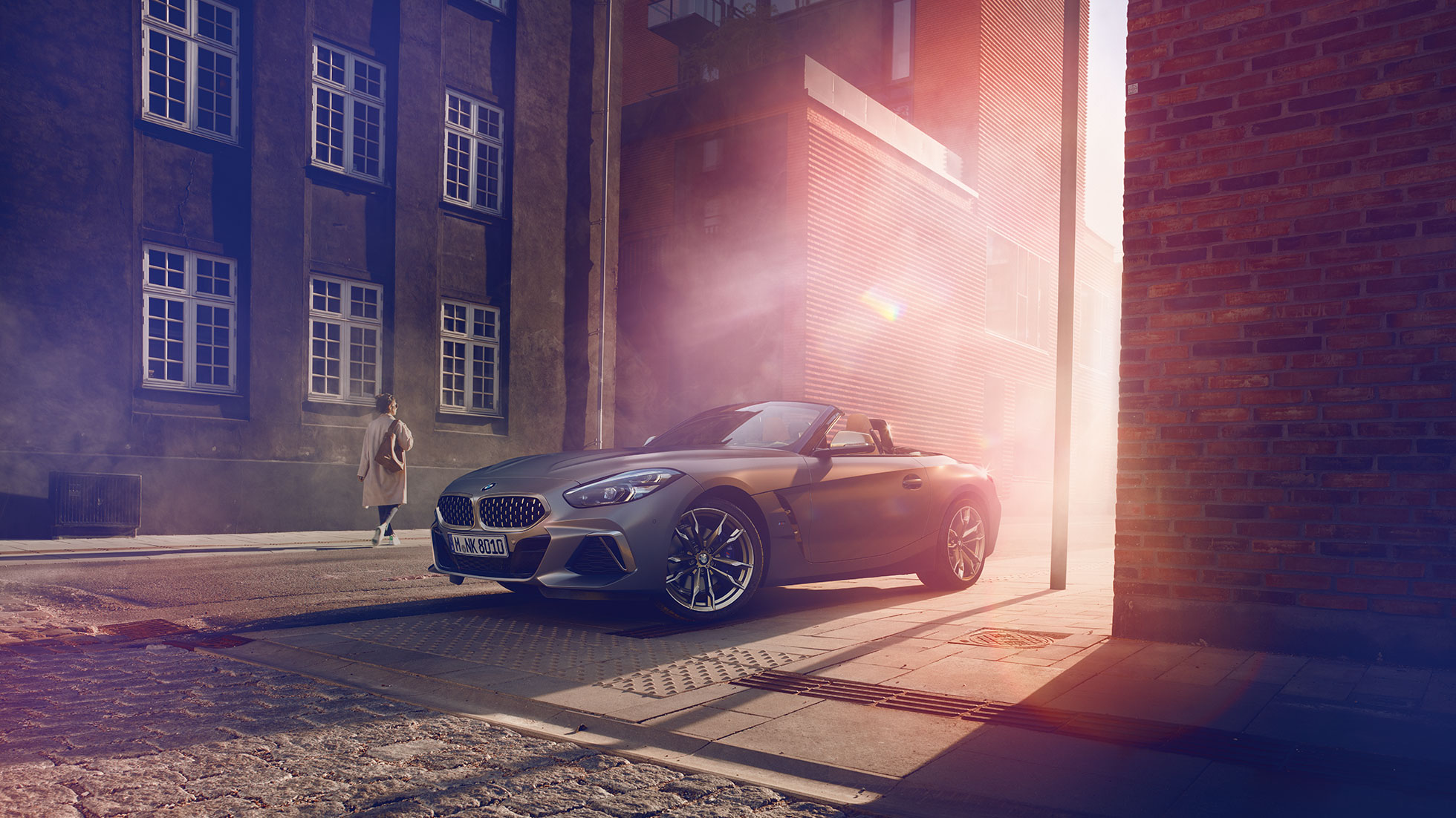 BMW Z4 M40i, przedni półprofil BMW Z4 Roadster M40i G29 2019 Cabrio, BMW Individual mroźny szary, metalizowany, przedni półprofil
