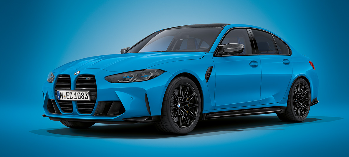 BMW Individual oksydowany szary, metalizowany, BMW M3 Limuzyna G80 2020 BMW M3 Limuzyna, BMW Individual oksydowany szary, metalizowany, G80 2020, przedni półprofil podczas postoju