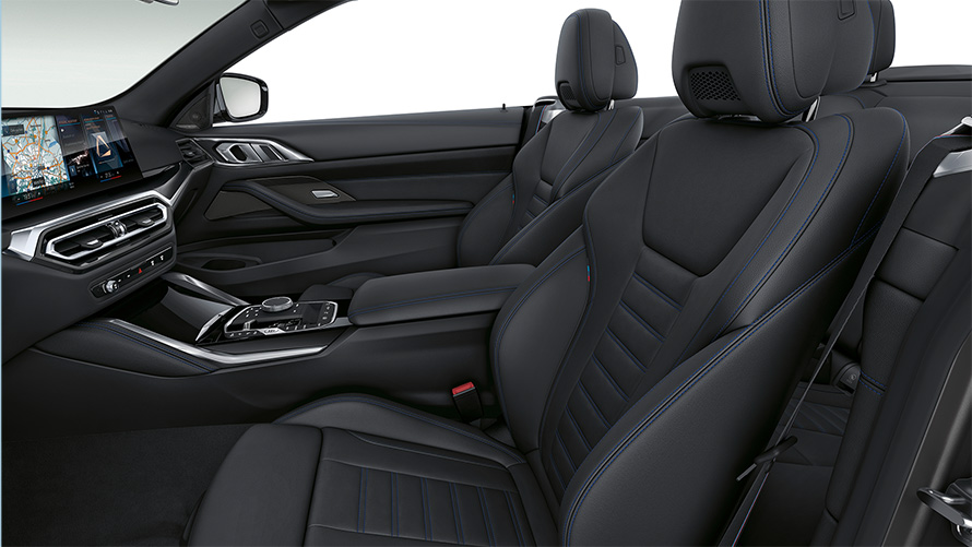 BMW M440i xDrive Cabrio G23 2020 wnętrze sportowe fotele przednie tapicerka skórzana