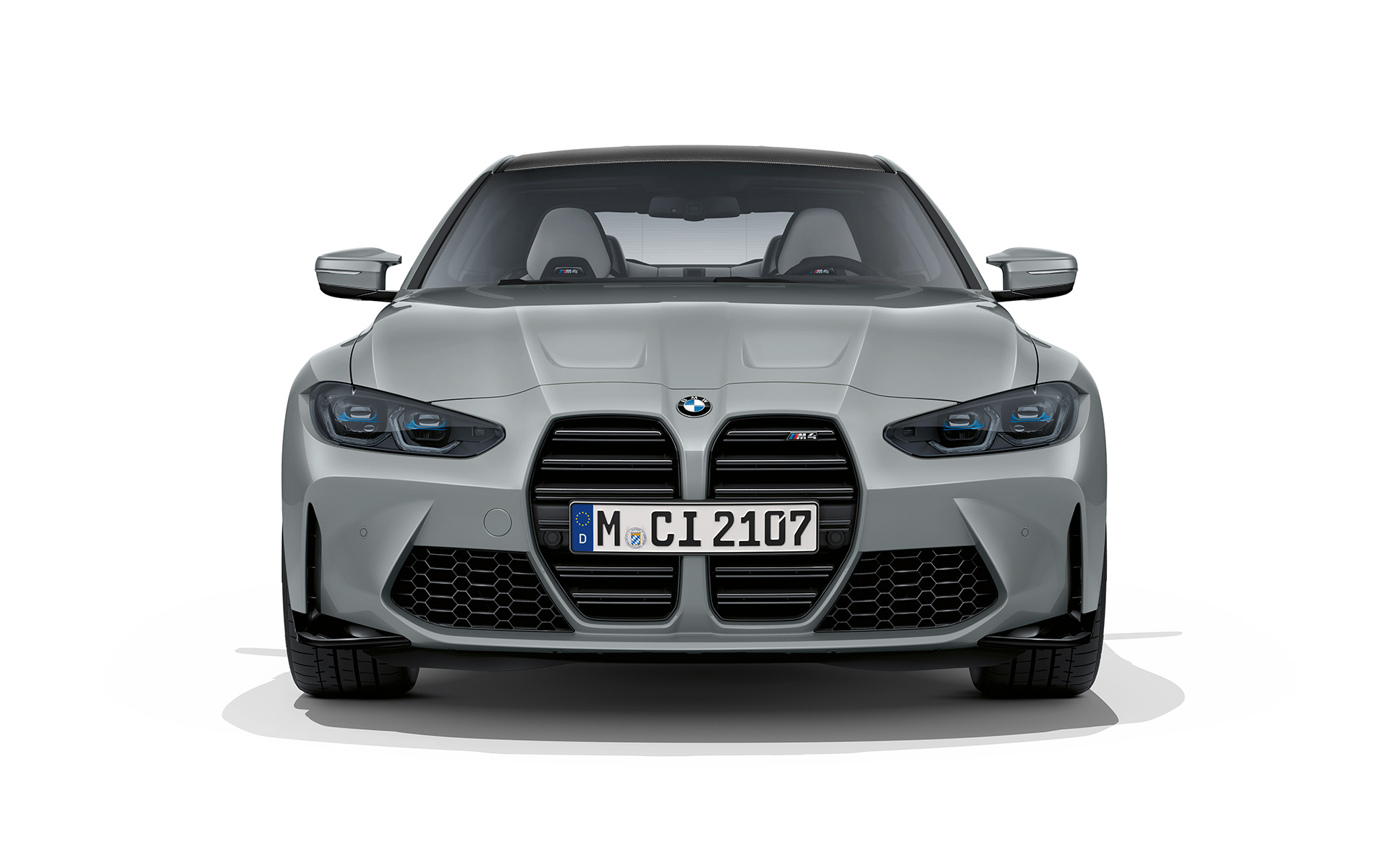 BMW M4 Coupé G82 2020, szary Brooklyn metalizowany, widok z przodu