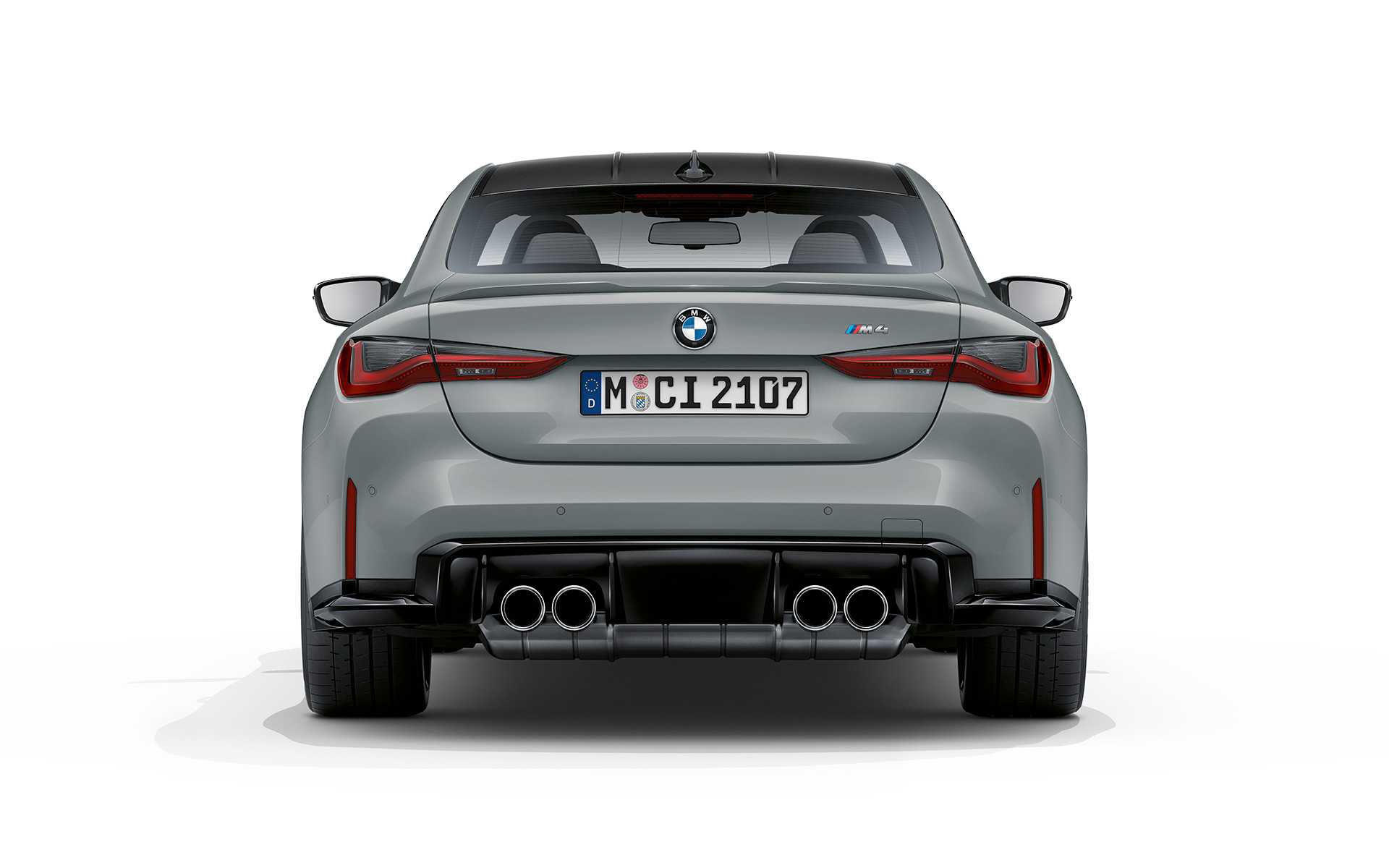 BMW M4 Coupé G82 2020, szary Brooklyn metalizowany, widok z tyłu