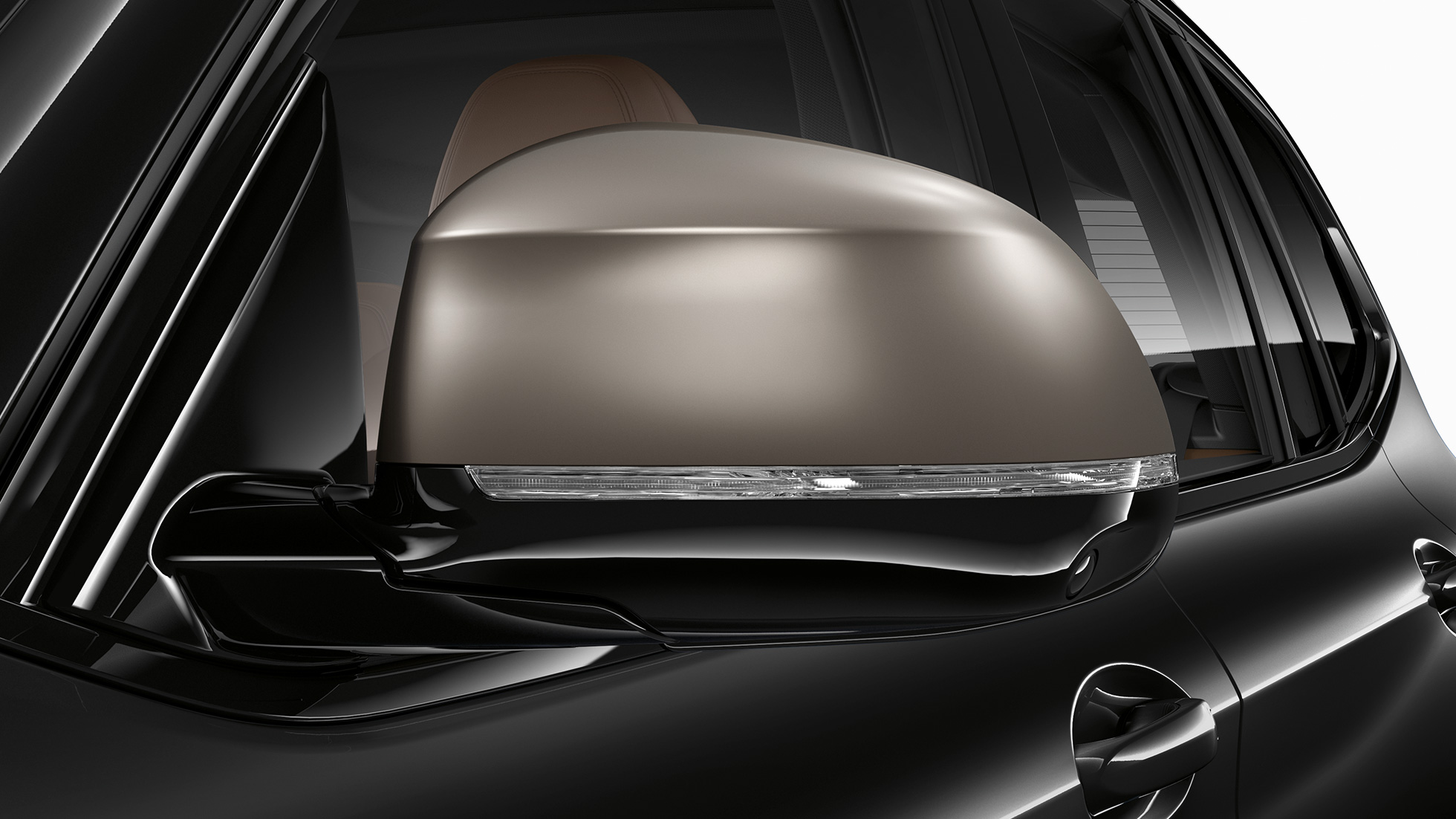 BMW X3 M40i oraz BMW X3 M40d, lusterka zewnętrzne. BMW X3 M40i oraz BMW X3 M40d, szafirowoczarny metalizowany, wygląd zewnętrzny, galwanizowane lusterka zewnętrzne w Cerium Grey.