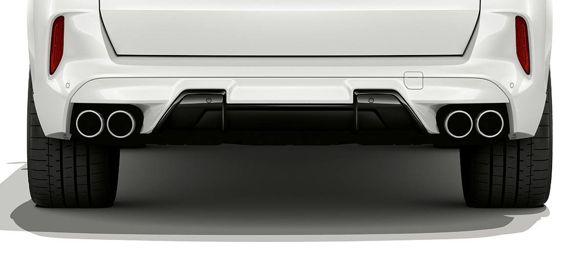Pas tylny BMW X5 M Pas tylny BMW X5 M biel mineralna F95 widok z tyłu