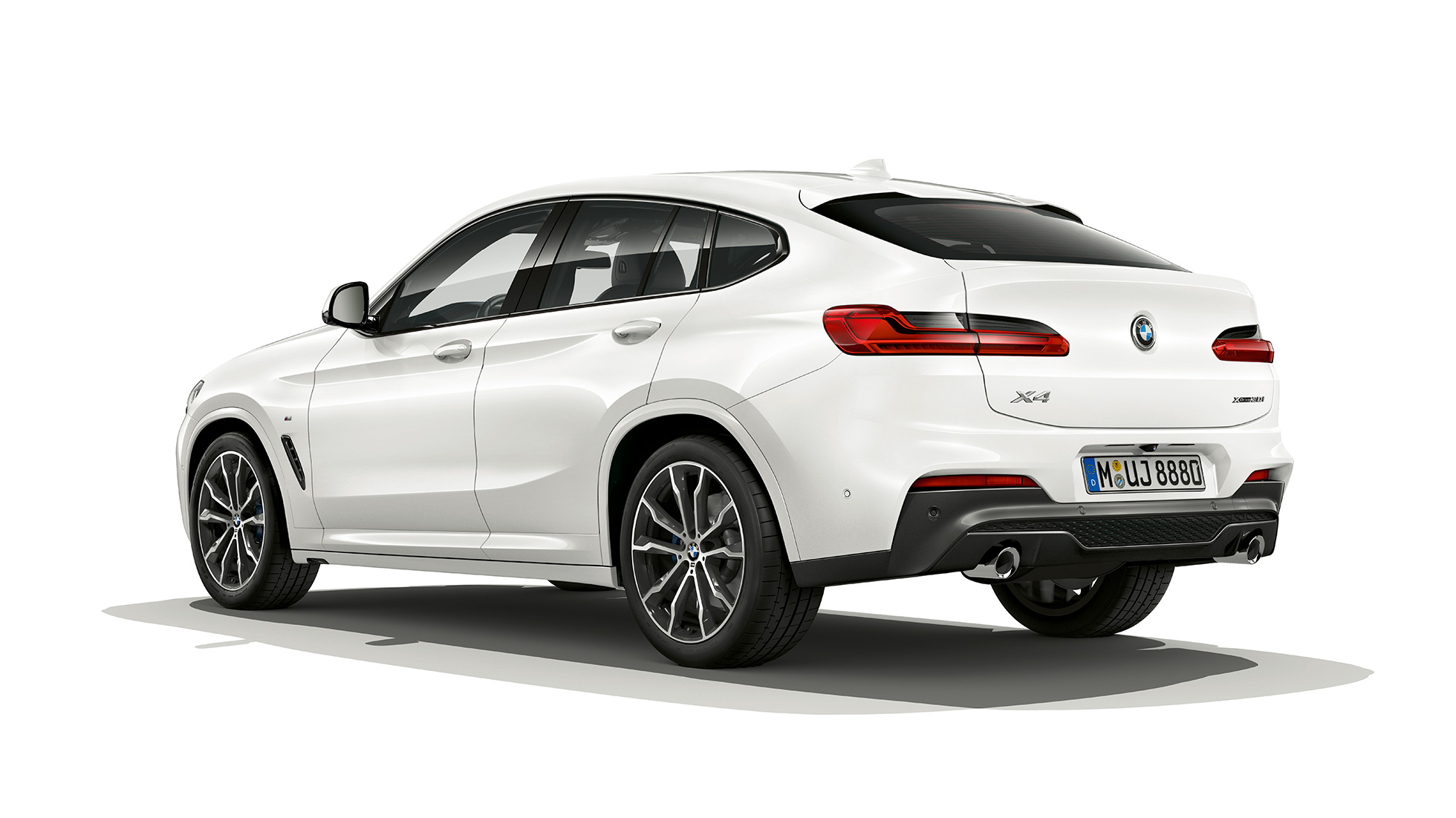 Tylny półprofil, BMW X4 model M Sport BMW X4 xDrive30i model M Sport G02 2018 biel alpejska, tylny półprofil