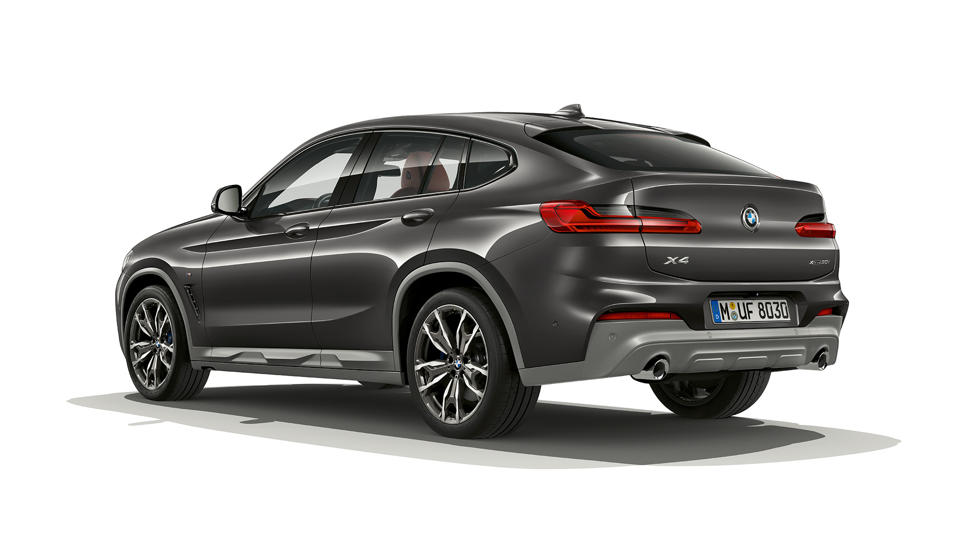 Tylny półprofil, BMW X4 model M Sport X BMW X4 xDrive30i model M Sport X G02 2018 szary Sophisto z brylantowym połyskiem, tylny półprofil