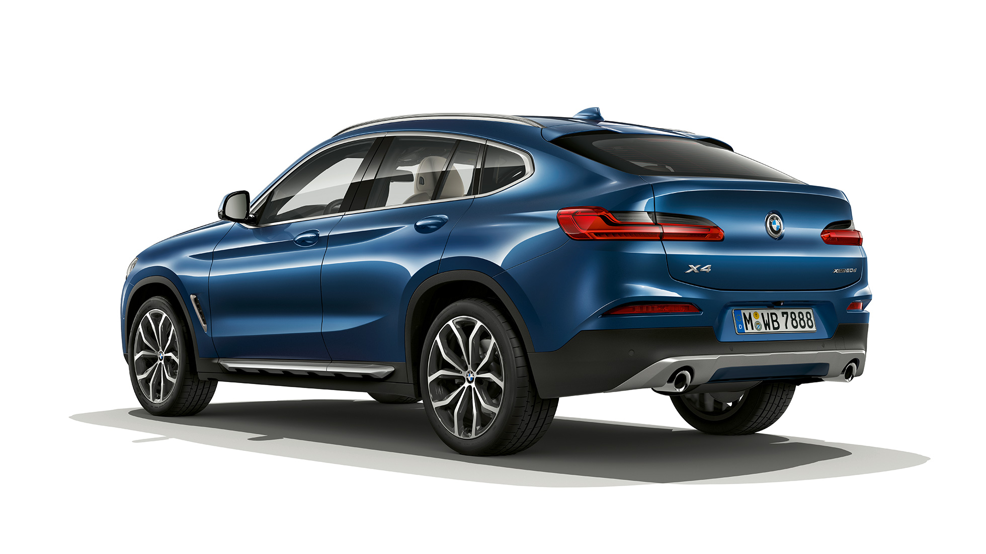 Tylny półprofil BMW X4 model xLine BMW X4 xDrive20d model xLine G02 2018 niebieski Phytonic, tylny półprofil