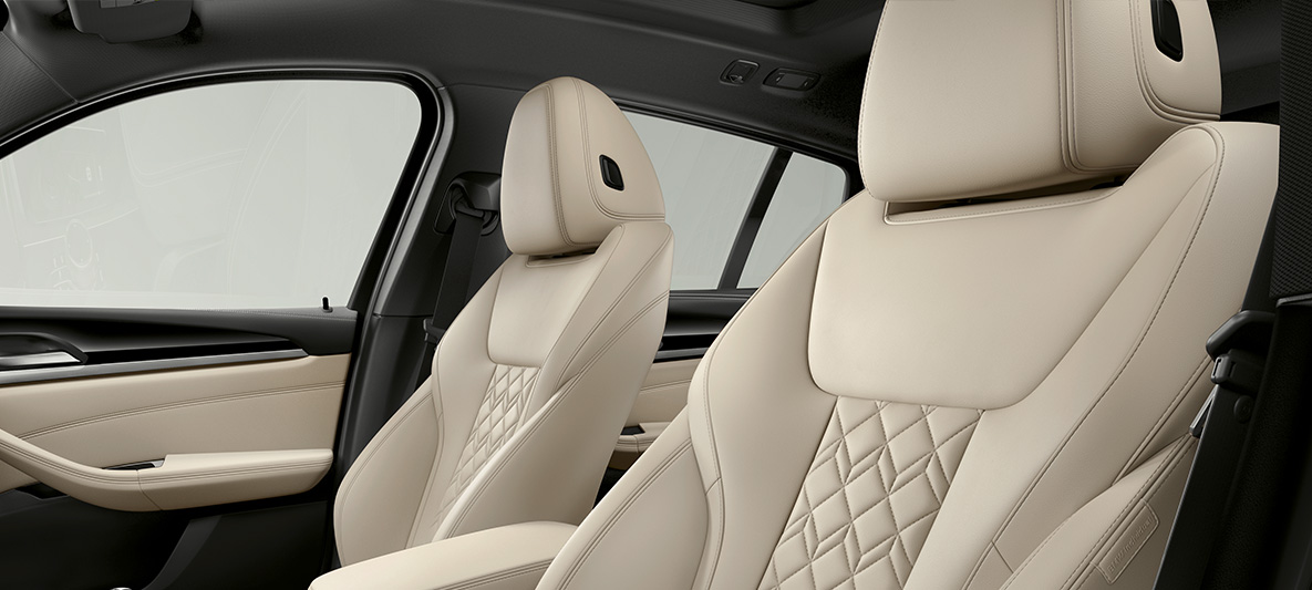 Rozszerzona tapicerka BMW Individual ze skóry Merino, kość słoniowaBMW X4 Rozszerzona tapicerka BMW Individual ze skóry Merino, kość słoniowaBMW X4 G02 2018 wnętrze