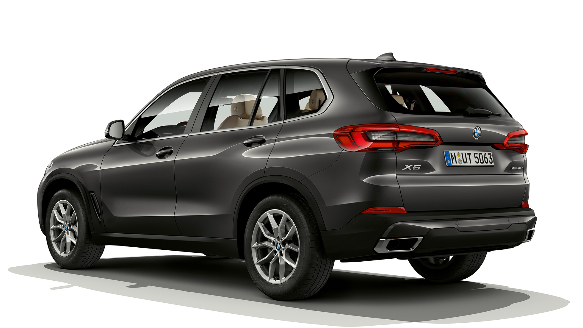Model podstawowy BMW X5 xDrive30d, tylny półprofil Model podstawowyBMW X5 xDrive30d G05 2018, szary Sophisto z brylantowym połyskiem, metalizowany, tylny półprofil