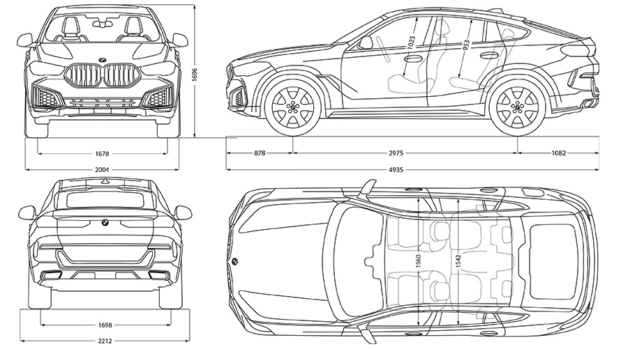 Rysunek BMW X6 wymiary Rysunek BMW X6 wymiary