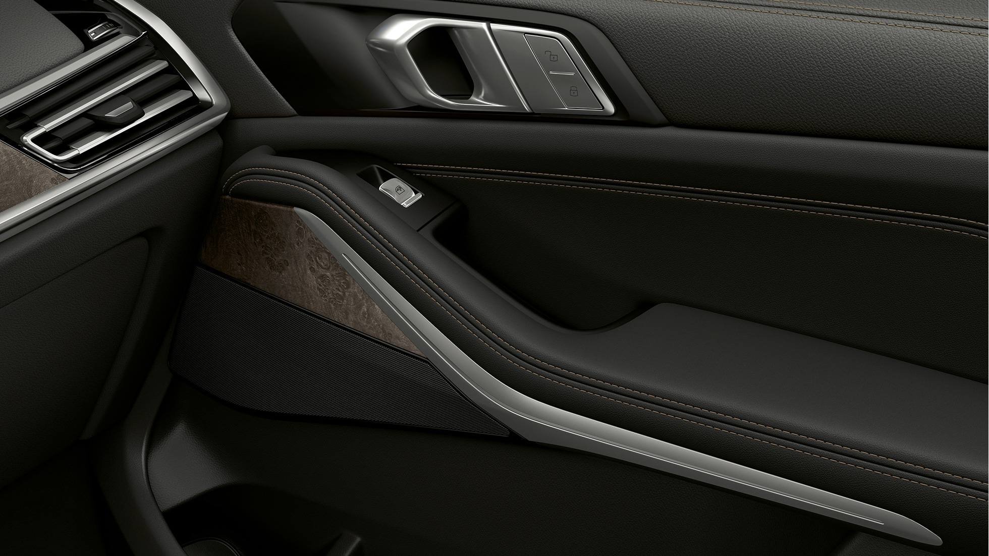 BMW X7, zewnętrzna strona drzwi Zbliżenie wewnętrznej strony drzwi BMW X7