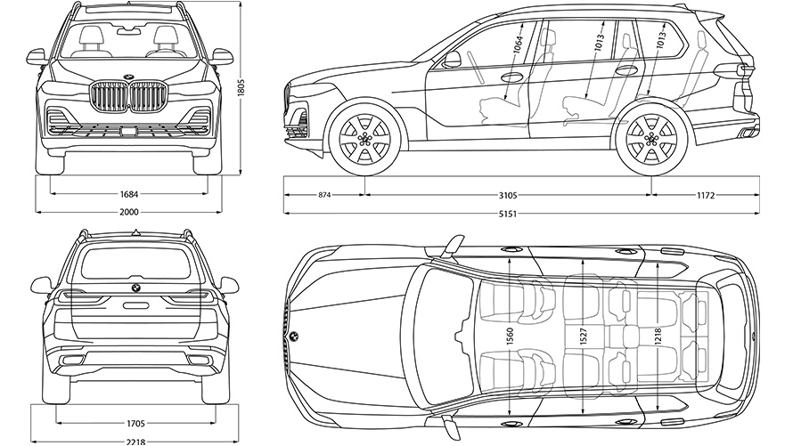 Rysunek BMW X7 wymiary Rysunek BMW X7 wymiary