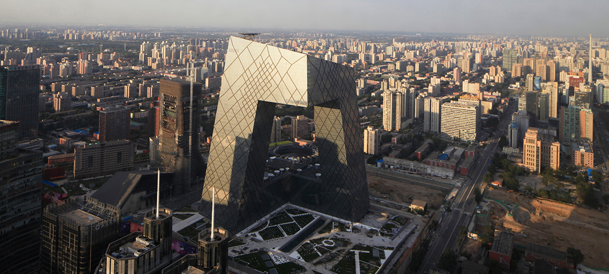 Rem Koolhaas: China Central Television Headquarters Rem Koolhaas: China Central Television Headquarters widok boczny z góry