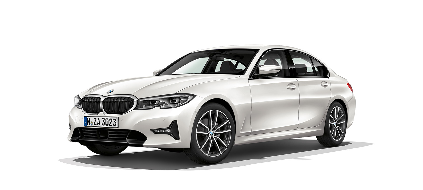 BMW serii 5 Limuzyna Trzy czwarte widoku przodu BMW serii 5 Limuzyna w kolorze białym.