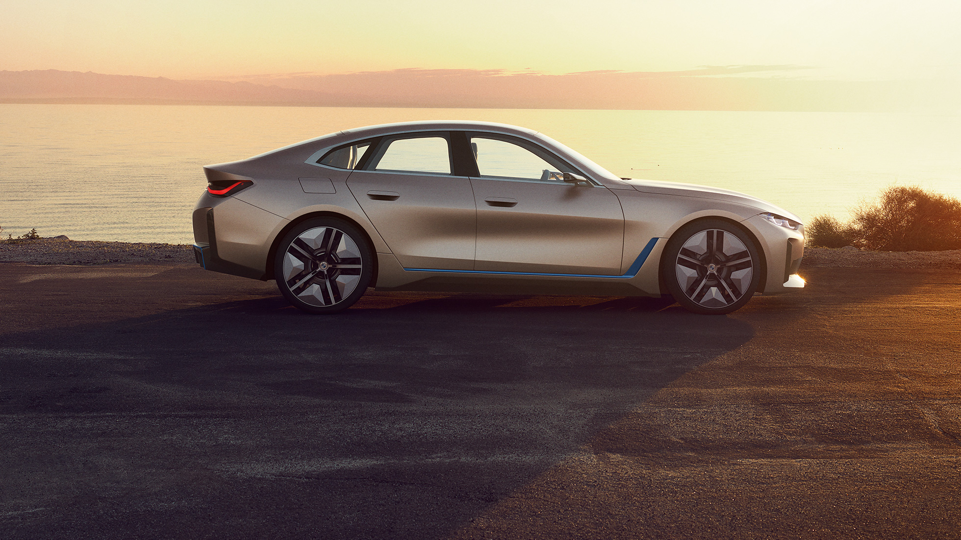 Wygląd zewnętrzny BMW Concept i4 2020 G26 BMW Concept i4 2020 G26, samochód elektryczny, w pełni elektryczne BMW Gran Coupé, wygląd zewnętrzny