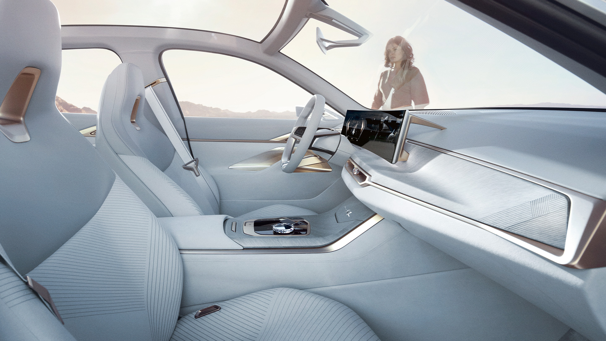 Wnętrze BMW Concept i4 2020 G26 Wnętrze BMW Concept i4 2020 G26, samochód elektryczny, w pełni elektryczne BMW Gran Coupé
