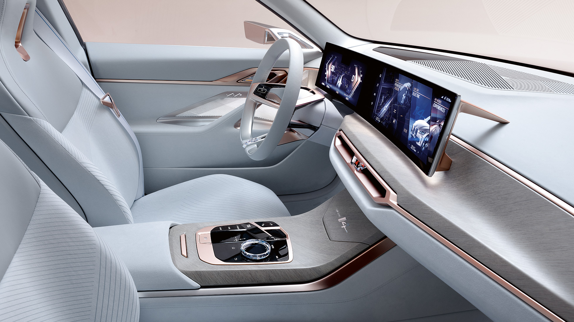 Wnętrze 2 BMW Concept i4 2020 G26 Wnętrze 2 BMW Concept i4 2020 G26, samochód elektryczny, w pełni elektryczne BMW Gran Coupé