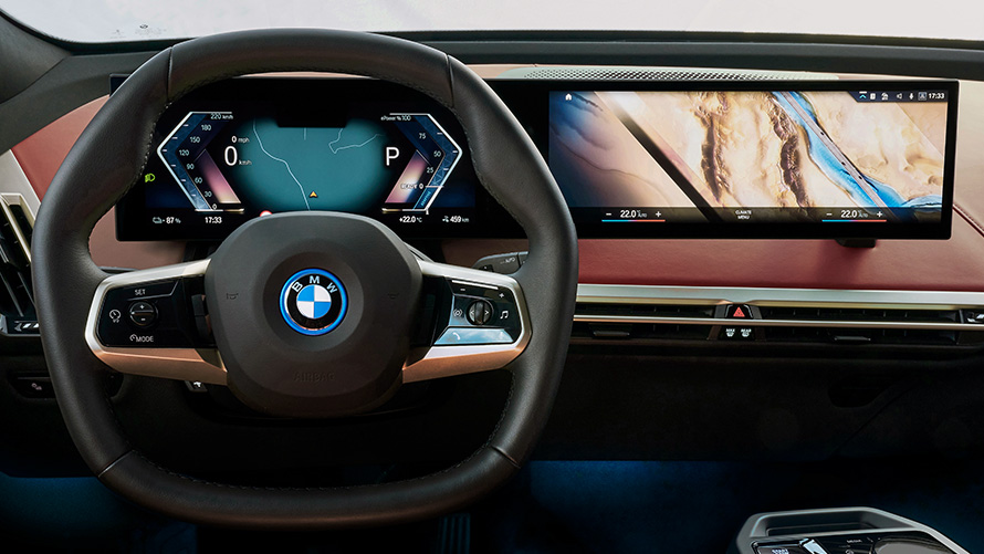 Kokpit BMW i zakrzywiony ekran BMW w trybie MyModes Personal Kokpit BMW i zakrzywiony ekran BMW w trybie MyModes Personal
