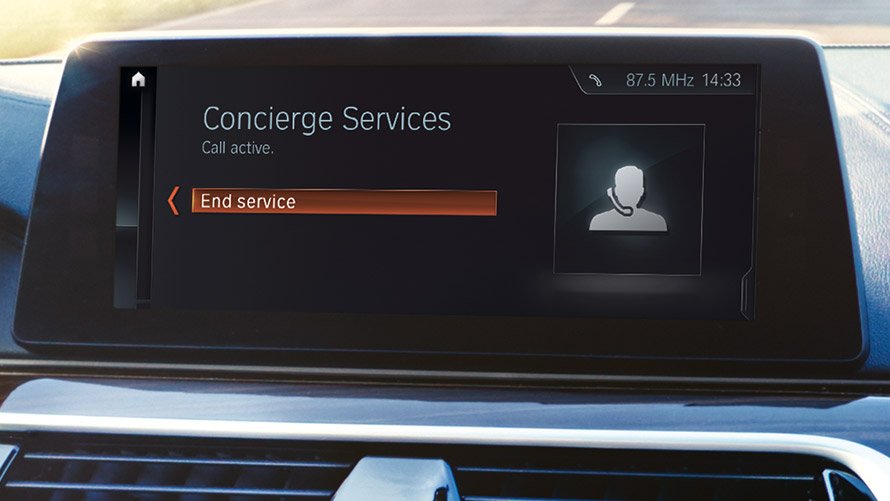Usługi Concierge Usługi Concierge wyświetlone na wyświetlaczu BMW